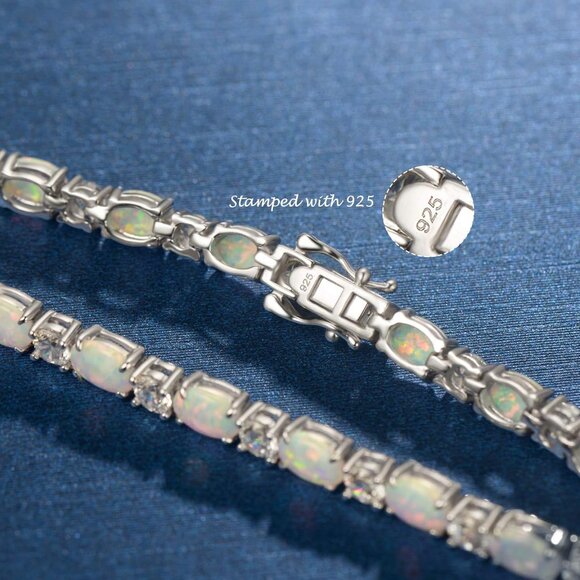 Birthstone Bracelets Sterling Silver Tennis Bracelets Charm Fine Jewelry Birthda - Picture 4 of 8